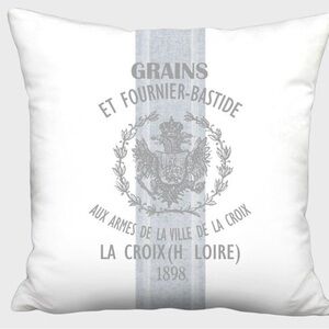 Accent pillow cover. 18x18 French country grain sack print.